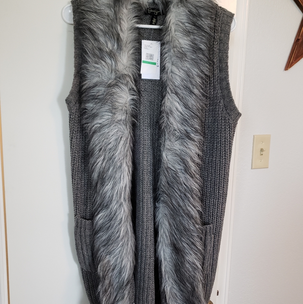 Jessica Simpson fur vest